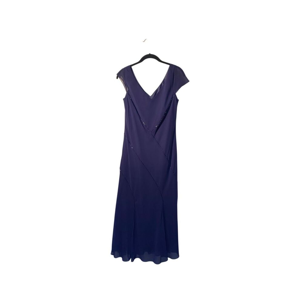 Evan Picone women’s purple beaded cocktail, formal midi dress 8